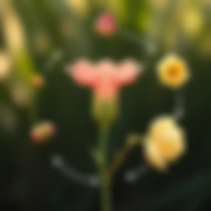 An artistic representation of a flower's life cycle, highlighting its stages from bud to bloom and back to rest.