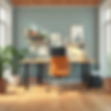 Organized workspace with desk and comfortable chair