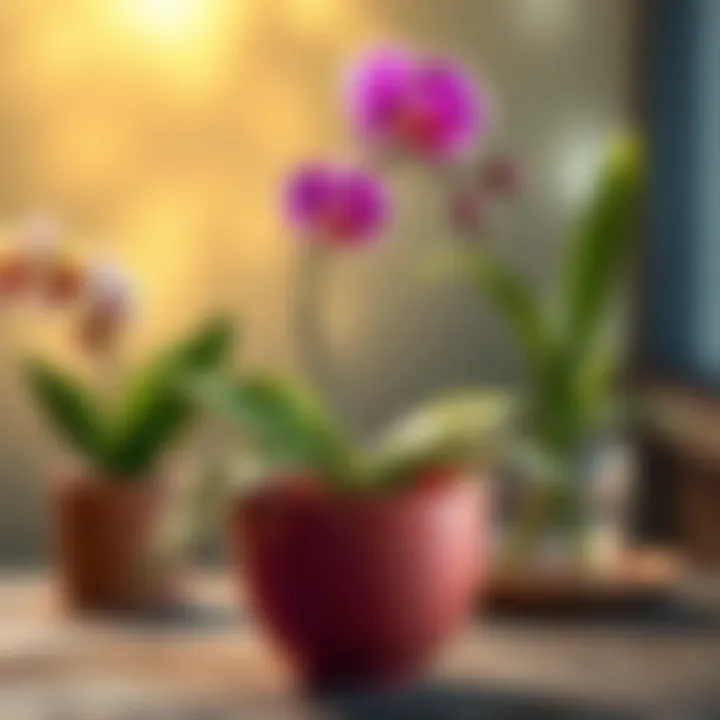 An orchid in a pot demonstrating the right potting method.