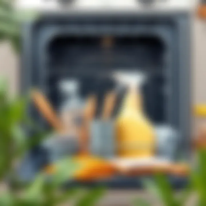 A well-organized cleaning toolkit for effective oven maintenance