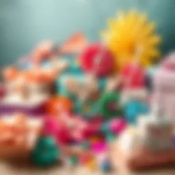 Vibrant assortment of decorative materials for packaging projects