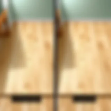 Before and after comparison of floor repair