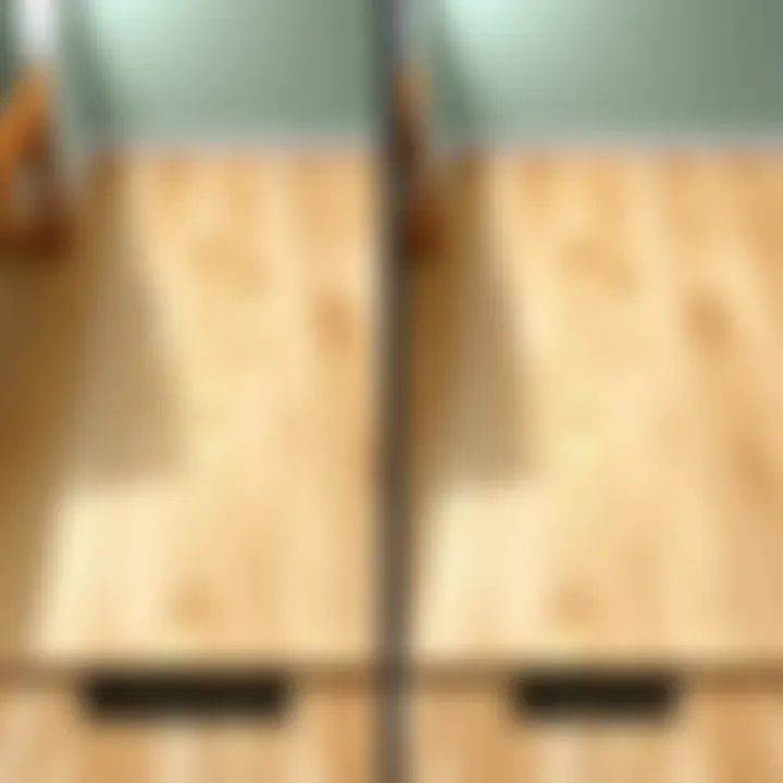 Before and after comparison of floor repair