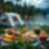 Delicious campsite breakfast layout with fresh ingredients