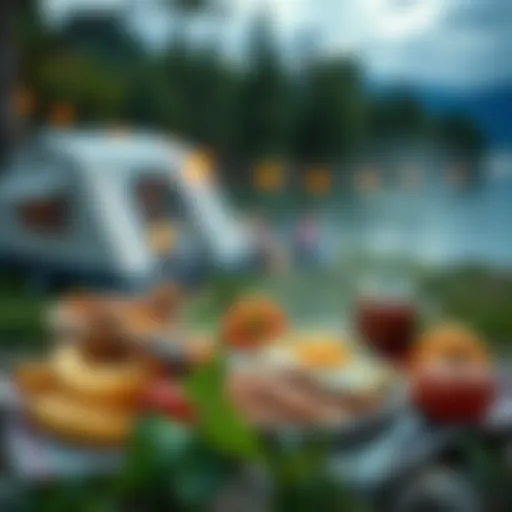 Delicious campsite breakfast layout with fresh ingredients