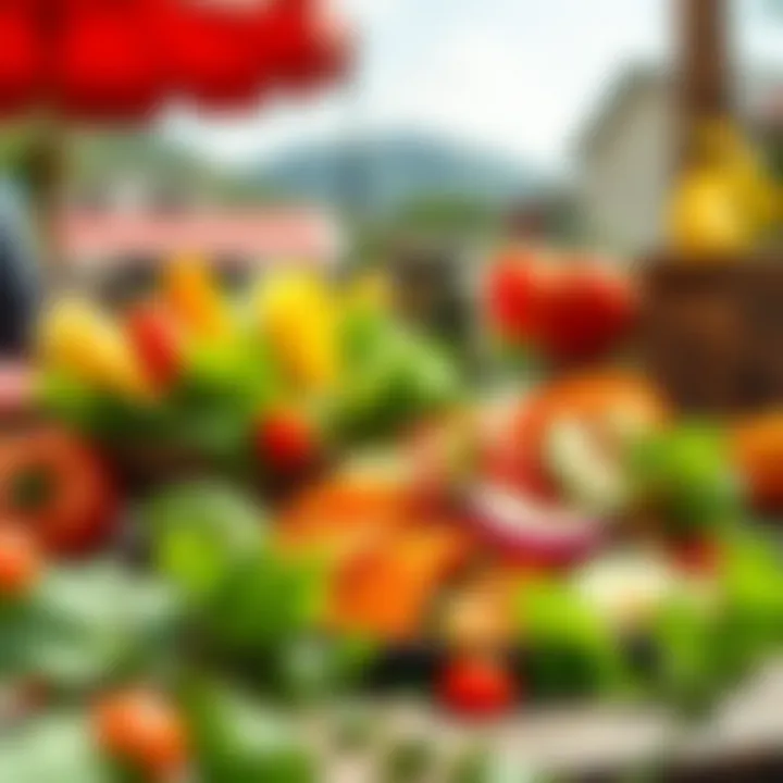 Healthy salad prepared outdoors with vibrant vegetables