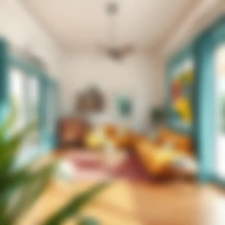 Colorful Living Area in a Prefabricated House Creative use of colors in a prefabricated home living space