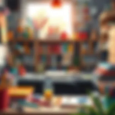 An inspiring workspace filled with colorful materials and tools for creativity