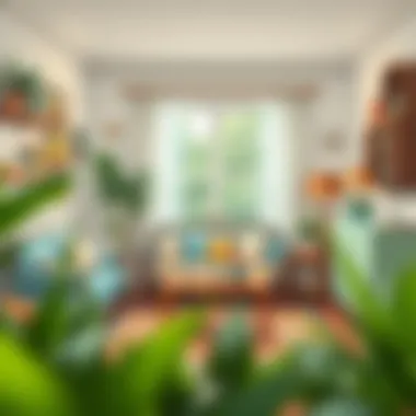 Charming retro living room with vintage furniture