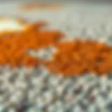 Close-up of a rust stain on a carpet