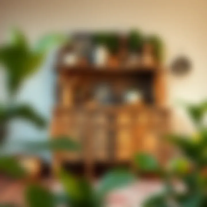 A decorated rustic dresser with personal touches and accessories