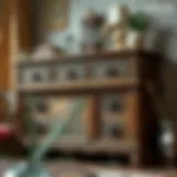 Rustic dresser showcasing intricate woodwork and vintage design elements