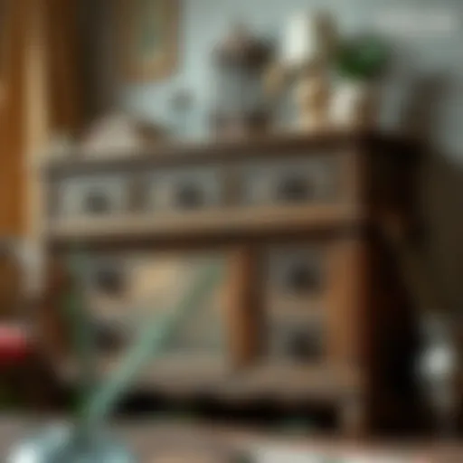 Rustic dresser showcasing intricate woodwork and vintage design elements