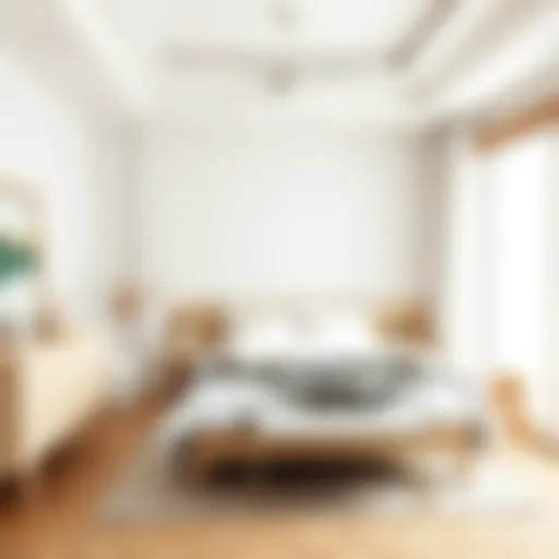 A serene minimalist bedroom featuring neutral tones and natural materials.