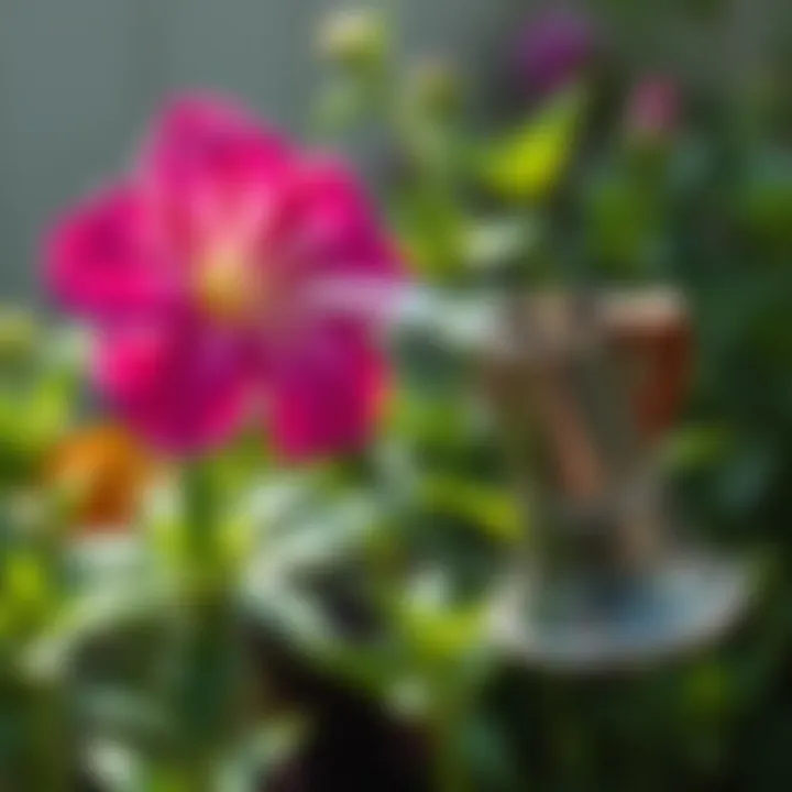 Caring for Sailflower Watering a sailflower with care