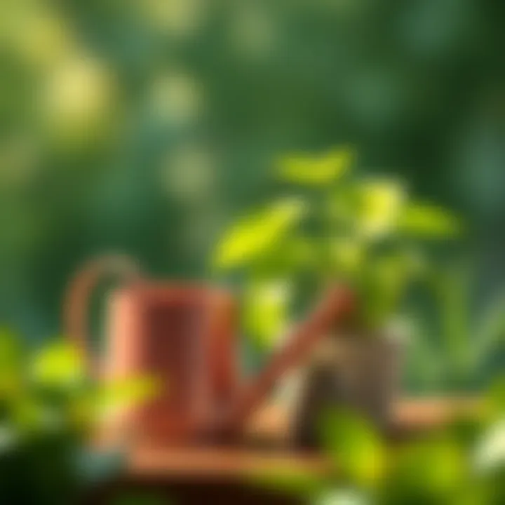 A watering can beside a plant, symbolizing proper care techniques