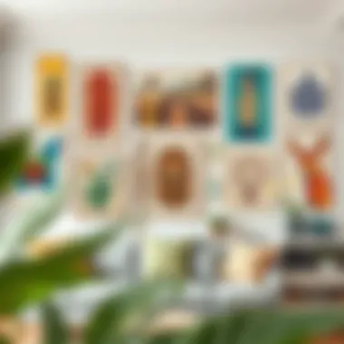 A gallery wall showcasing diverse artistic styles