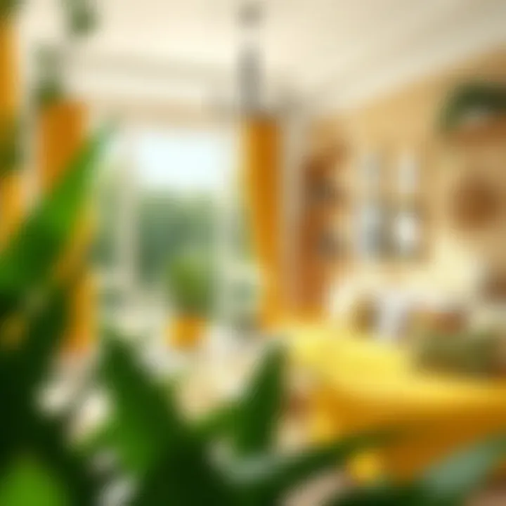 Interior design featuring yellow and green accents in decor