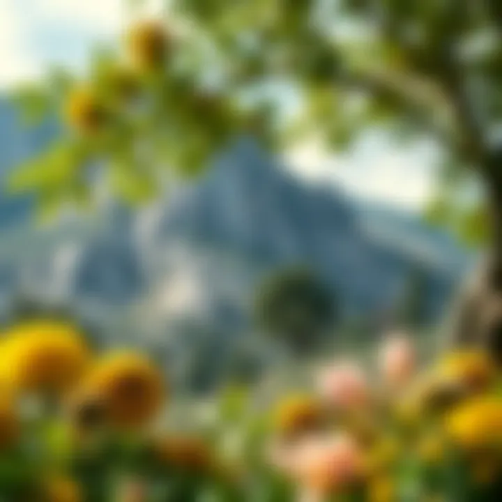 A picturesque landscape showcasing natural yellow and green elements