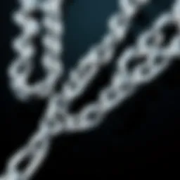 Close-up of a polished silver chain