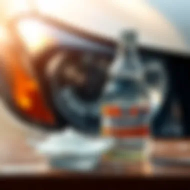 A mixture of vinegar and baking soda ready for cleaning headlights