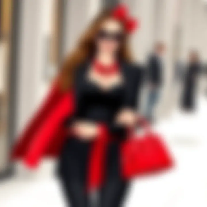 Black and Red Combination in Fashion A stunning outfit featuring black paired with vibrant red accessories.