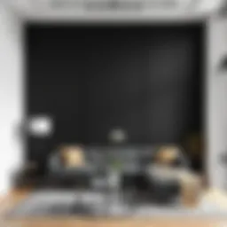 Elegant black matte wall in a modern living room setting