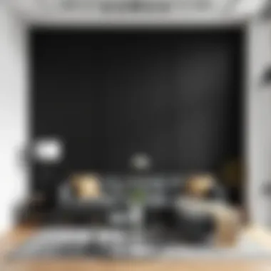 Elegant black matte wall in a modern living room setting
