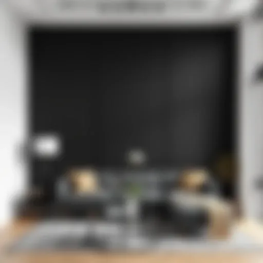 Elegant black matte wall in a modern living room setting