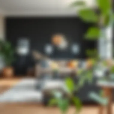 Black and Earthy Tones in Home Decor Sophisticated black with earthy tones in a stylish living room.