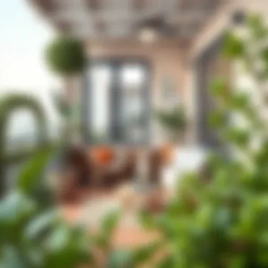 Stylish small balcony design with functional furniture and greenery