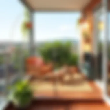 Functional Balcony Layout Functional balcony layout with space-saving furniture