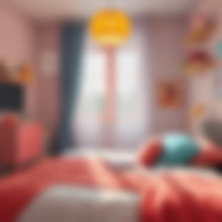 Cozy Compact Bedroom Ambiance Colorful palette enhancing the cozy ambiance of a compact bedroom