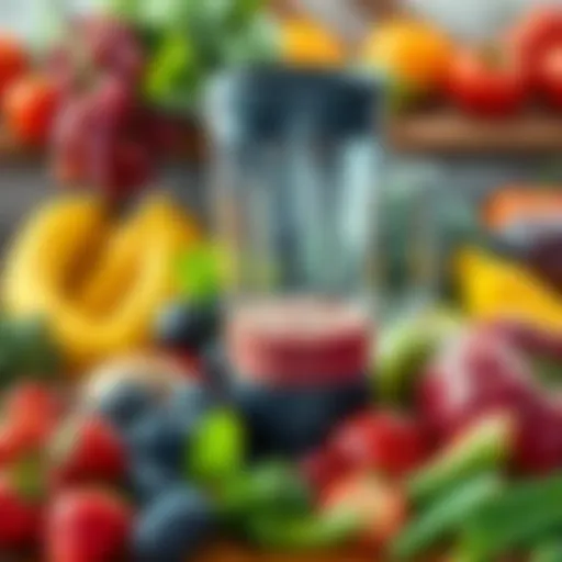 A vibrant array of fresh fruits and vegetables ready for blending