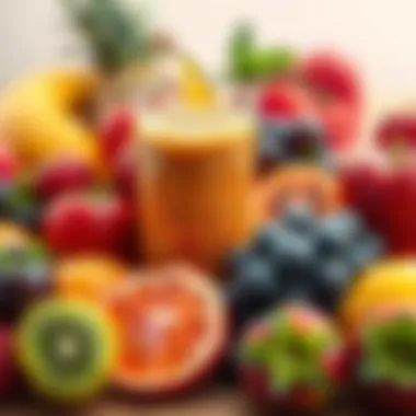Vibrant assortment of fruits ready for blending