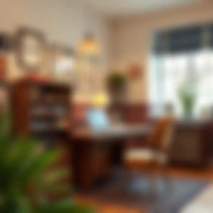 Stylish home office showcasing vintage accents