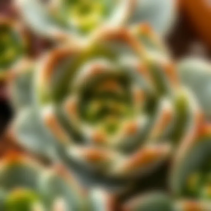 Close-up of succulent leaves demonstrating their water storage capabilities.