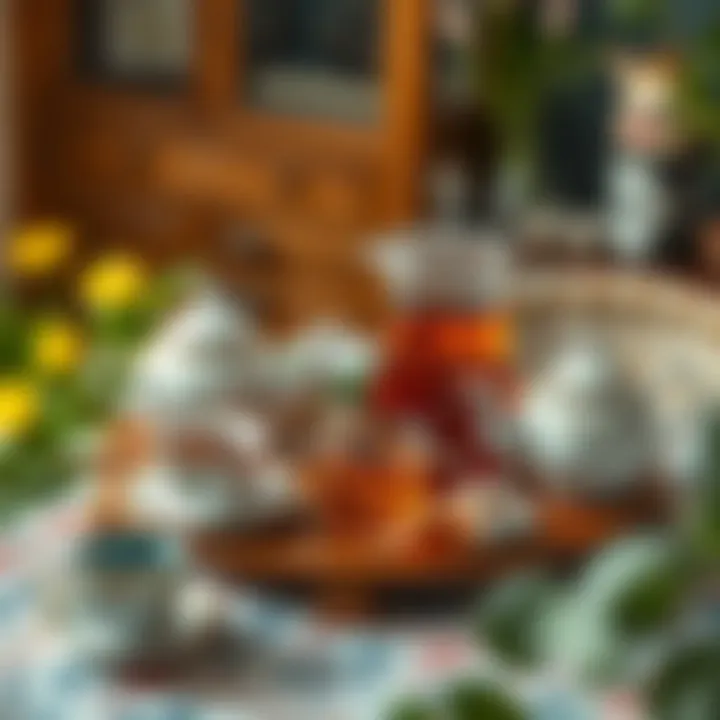 Artistic arrangement of tea accessories on a table