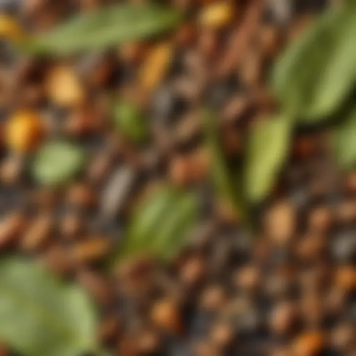 Different types of tea leaves arranged aesthetically, highlighting their unique characteristics.