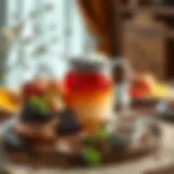 A serene tea setup showcasing a beautiful teapot with loose leaf tea and fresh ingredients.