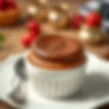 Delicious chocolate soufflé in a ramekin