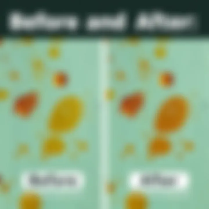 Before and after comparison of a cleaned surface from paint stains