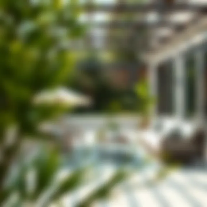 Modern Terrace Design with Furniture A beautifully designed terrace with modern furniture and greenery