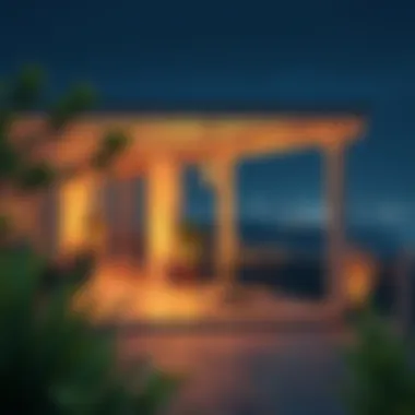 Elegant Night Lighting on a Terrace An elegant terrace at night illuminated by soft lighting