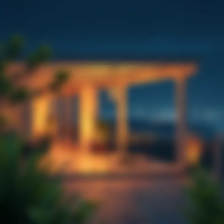 Elegant Night Lighting on a Terrace An elegant terrace at night illuminated by soft lighting