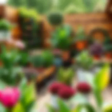 Diverse Plant Arrangements on a Terrace A well-organized terrace showcasing various plant arrangements