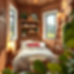 Cozy tiny house bedroom with innovative storage solutions