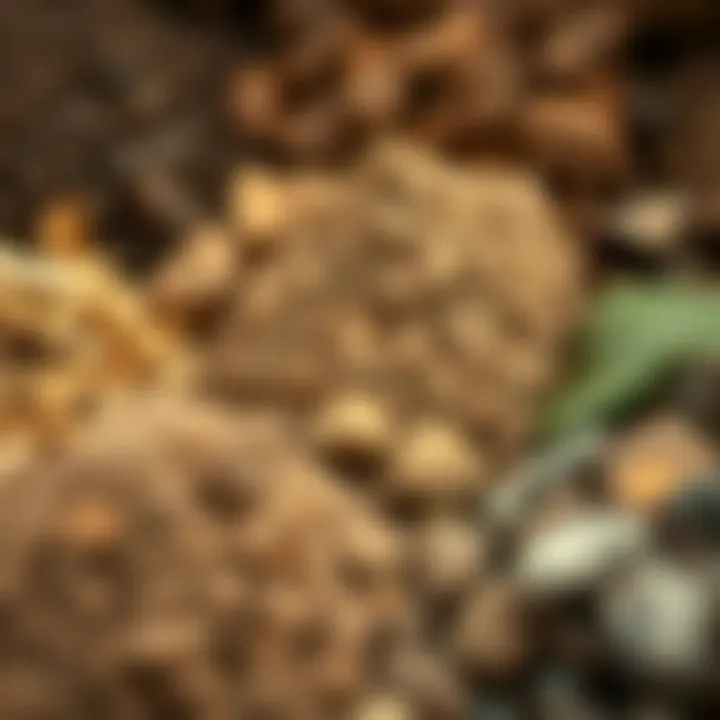 Close-up view of different soil types showcasing their unique hues