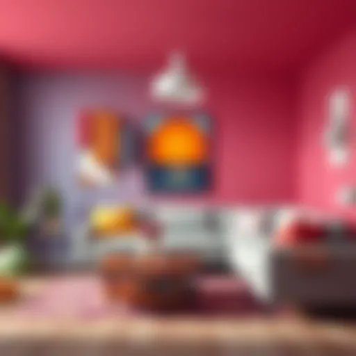 A vibrant living room painted with trending colors