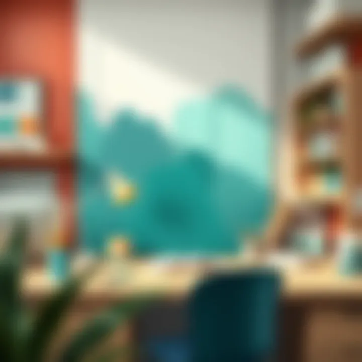 An artistic workspace with modern paint shades